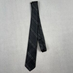 Manhattan Tie Mens Grey Black Red Striped Floral Medallion Poly Silk Blend USA